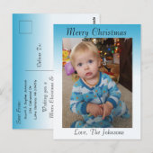 Voeg een Foto toe aan deze Blauwe KerstKaart Briefkaart (Voorkant / Achterkant)