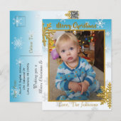 Voeg een Foto toe aan deze Blauwe KerstKaart Briefkaart (Voorkant / Achterkant)