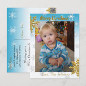 Voeg een Foto toe aan deze Blauwe KerstKaart Briefkaart (Voorkant / Achterkant)