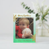 Voeg een foto toe aan deze groene Snowflake-kerstk Briefkaart (Staand voorkant)