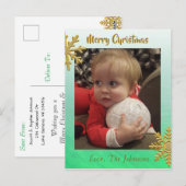 Voeg een foto toe aan deze groene Snowflake-kerstk Briefkaart (Voorkant / Achterkant)