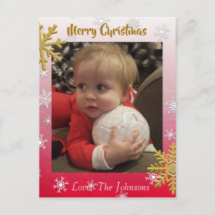 Voeg een foto toe aan deze Rode Snowflakes kerstka Briefkaart