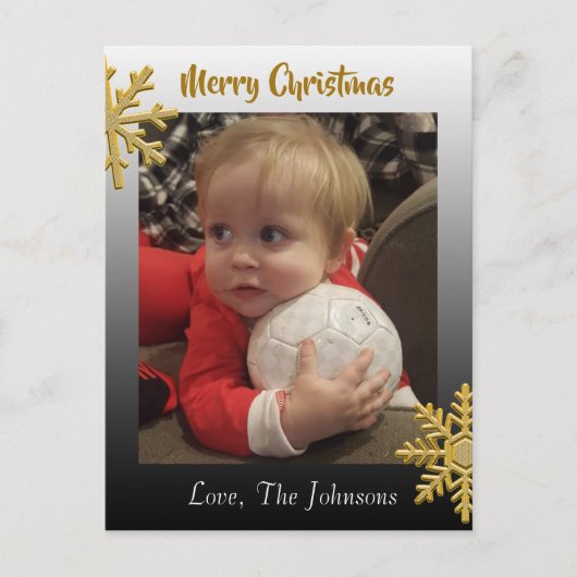 Voeg een foto toe aan deze zwarte Snowflake-kerstk Briefkaart (Voorkant)