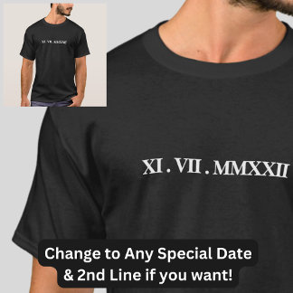 Voeg een Geboortedatum, Jubileum, Naam, en Bericht T-shirt