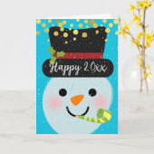 Voeg een jaar toe Nieuwjaar Snowman Kaart (Gele Bloem)