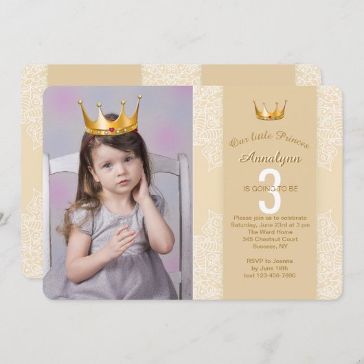 Voeg een Kroon van de Prinses aan Uw Uitnodiging (Voorkant / Achterkant)