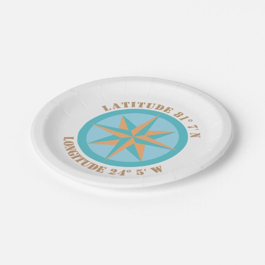 Voeg een Latitude Longitude Compass Roos Nautical  Papieren Bordje (Gekanteld)