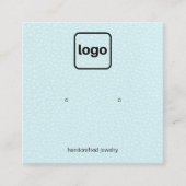 Voeg een Logo Aqua Blue Leather Stud Earning Displ Vierkante Visitekaartje (Voorkant)