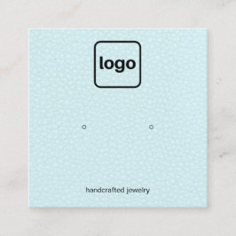 Voeg een Logo Aqua Blue Leather Stud Earning Displ Vierkante Visitekaartje