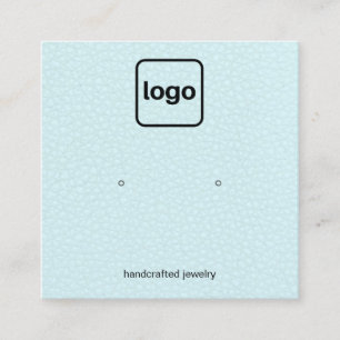 Voeg een Logo Aqua Blue Leather Stud Earning Displ Vierkante Visitekaartje