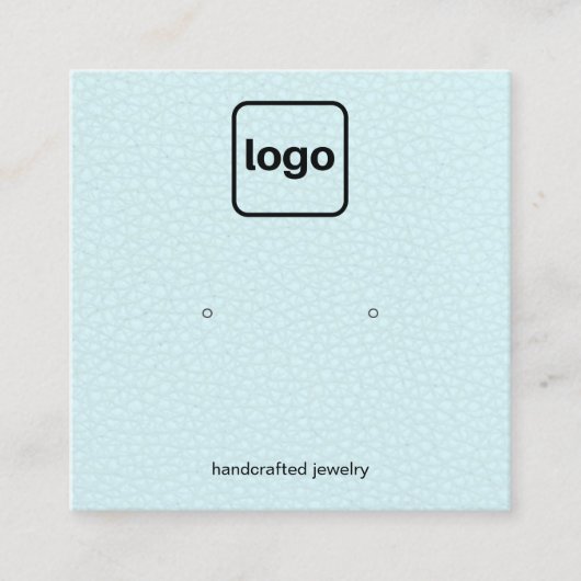 Voeg een Logo Aqua Blue Leather Stud Earning Displ Vierkante Visitekaartje (Voorkant)