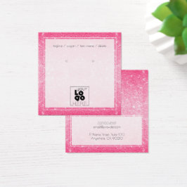 Voeg een Logo Hot Pink Glitter-verhuurkaart toe Vierkante Visitekaartjes