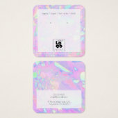 Voeg een Logo Iridescent Opal Marble Earring-beeld Vierkante Visitekaartjes (Voorkant /achterkant)