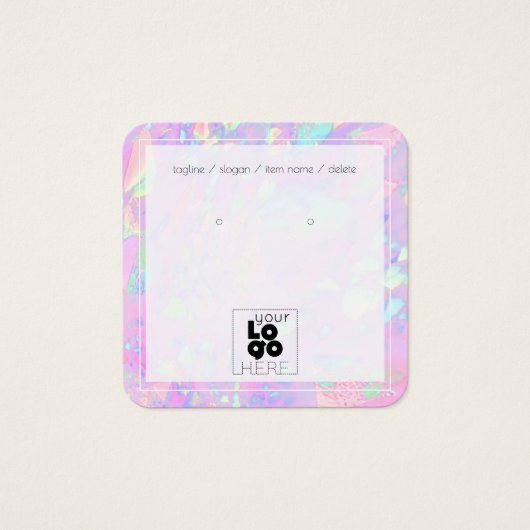 Voeg een Logo Iridescent Opal Marble Earring-beeld Vierkante Visitekaartjes (Voorkant)