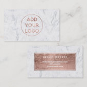 Voeg een logo moderne roos gouden tekenmarmer toe visitekaartje (Voorkant / Achterkant)