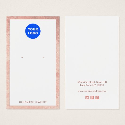 Voeg een Logo Roos Gold Border Oorsprongskaart toe Visitekaartje (Voorkant /achterkant)