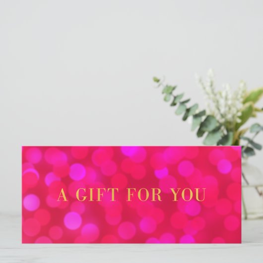 Voeg een Logo roze keh Lights Gold Cadeaubon toe (Staand voorkant)
