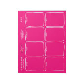 Voeg een Logo Simple Girly Bright Pink Weekly Plan Notitieblok (Linkerzijde)
