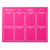 Voeg een Logo Simple Girly Bright Pink Weekly Plan Notitieblok (Voorkant)