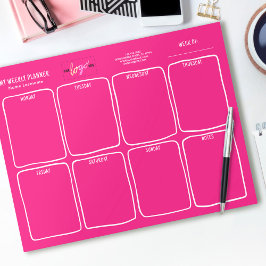 Voeg een Logo Simple Girly Bright Pink Weekly Plan Notitieblok