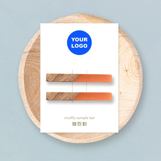 Voeg een Logo White Hair Clip Barrette DisplayCard Visitekaartje