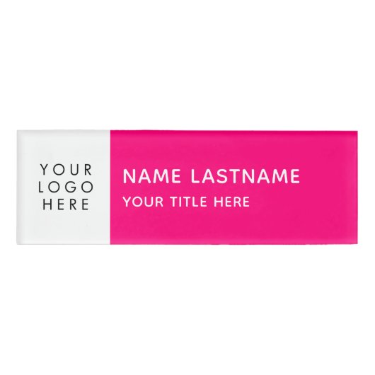Voeg een minimale helderroze witte magneettitel to naambadge (Voorkant)
