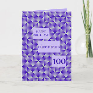 Voeg een naam 100ste Verjaardag met Paarse Vormen Kaart