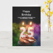 Voeg een naam, 25ste verjaardagskaart toe kaart (Gele Bloem)