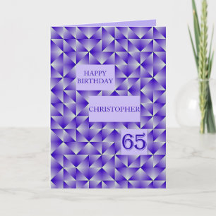 Voeg een naam 65th Birthday met Paarse vormen toe Kaart