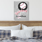 Voeg een naam Baseball Boy Grey toe Personaliseer  Canvas Afdruk (Insitu (Slaapkamer))