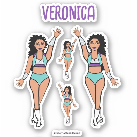 Voeg een naam Dancer Stickers Aqua / Paarse (Voorkant)