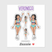 Voeg een naam Dancer Stickers Aqua / Paarse (Vel)
