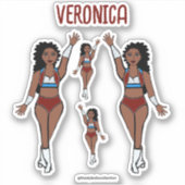 Voeg een naam Dancer Stickers Cherry / Light Blue (Voorkant)