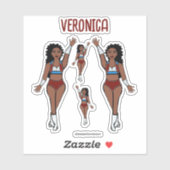 Voeg een naam Dancer Stickers Cherry / Light Blue (Vel)