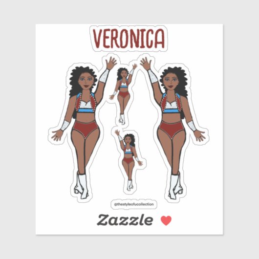 Voeg een naam Dancer Stickers Cherry / Light Blue (Vel)