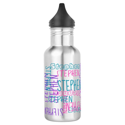 Voeg een naam gepersonaliseerde collage typografie waterfles  (Links)