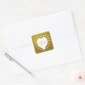 Voeg een naam & Monogram Gold Glitter White Heart  Vierkante Sticker (Envelop)