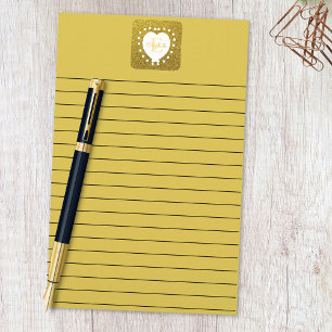 Voeg een naam & Monogram Gold Glitter White Heart  Vierkante Sticker