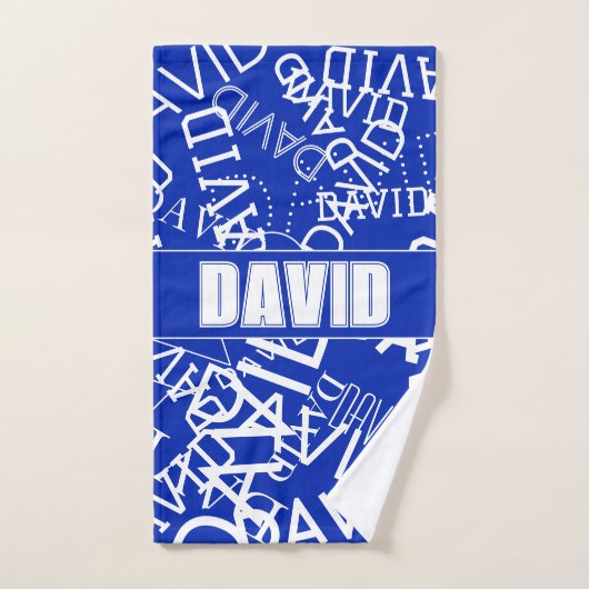 Voeg een naam, naam collage In blauw & wit Bad Handdoek (Handdoek)