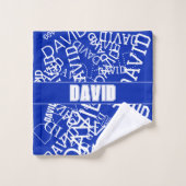 Voeg een naam, naam collage In blauw & wit Bad Handdoek (Wasdoekje)