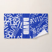 Voeg een naam, naam collage In blauw & wit Bad Handdoek (Handdoek)