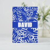 Voeg een naam, naam collage In blauw & wit Bedankkaart (Staand voorkant)