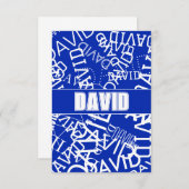 Voeg een naam, naam collage In blauw & wit Bedankkaart (Voorkant / Achterkant)