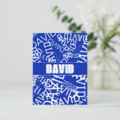 Voeg een naam, naam collage In blauw & wit Briefkaart (Staand voorkant)