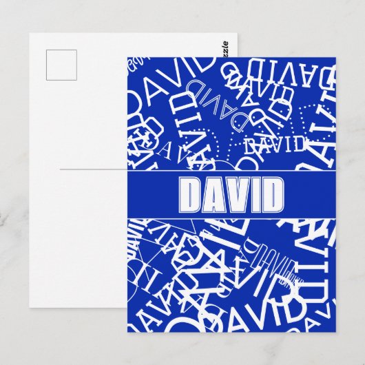 Voeg een naam, naam collage In blauw & wit Briefkaart (Voorkant / Achterkant)