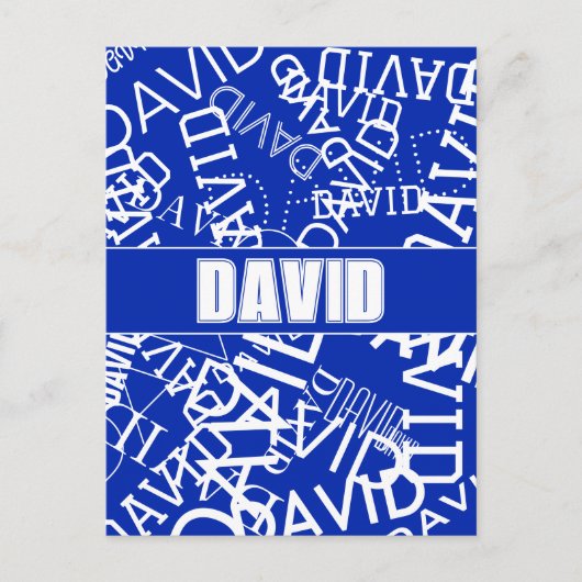 Voeg een naam, naam collage In blauw & wit Briefkaart (Voorkant)