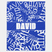 Voeg een naam, naam collage In blauw & wit Fleece Deken (Voorkant)
