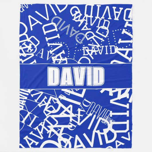 Voeg een naam, naam collage In blauw & wit Fleece Deken (Voorkant)