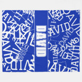 Voeg een naam, naam collage In blauw & wit Fleece Deken (Voorkant (Horizontaal))