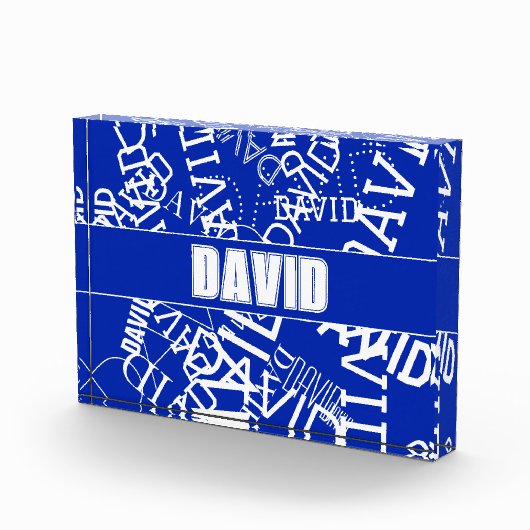 Voeg een naam, naam collage In blauw & wit Fotoblokken (Rechts)